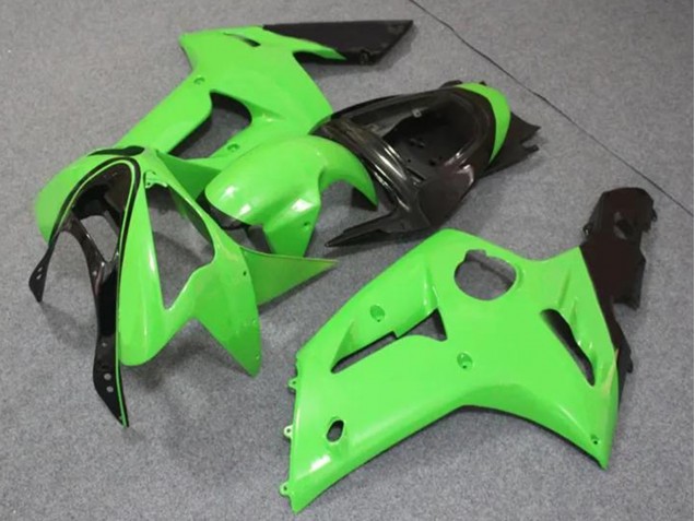 Mejores Carenados Moto Kawasaki ZX6R 2003-2004 - Verde Claro Negro Brillante