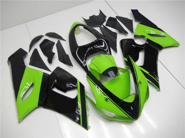 Mejores Carenado Moto Kawasaki ZX6R 2005-2006 - Verde Negro Brillante