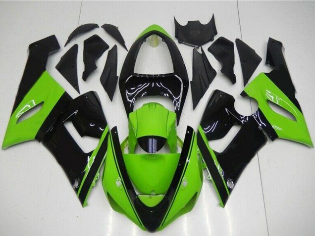 Mejores Carenado Moto Kawasaki ZX6R 2005-2006 - Verde Negro Brillante