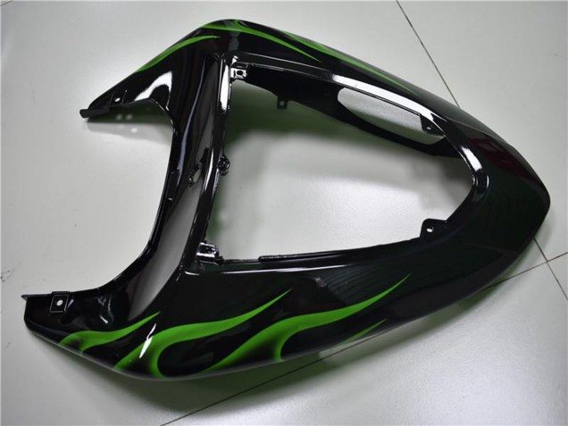 Mejores Carenados Moto Kawasaki ZX10R 2006-2007 - Negro Brillante Verde Llama