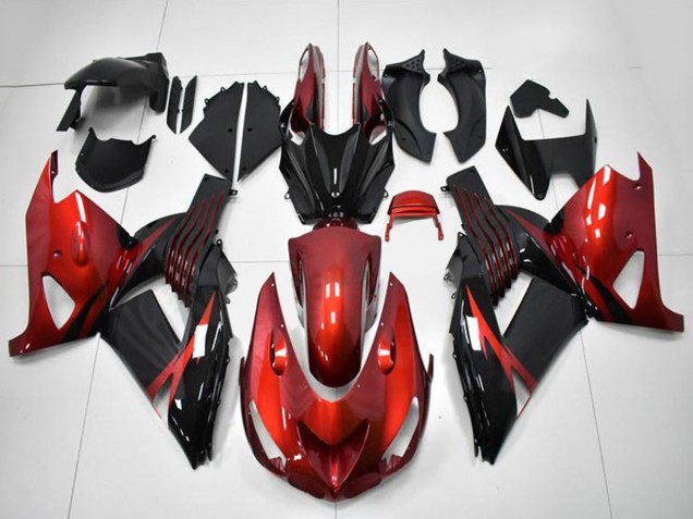 Mejores Carenados Moto Kawasaki ZX14R ZZR1400 2006-2011 - Rojo Negro