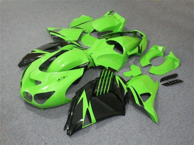 Mejores Carenado Moto Kawasaki ZX14R ZZR1400 2006-2011 - Verde Negro Brillante