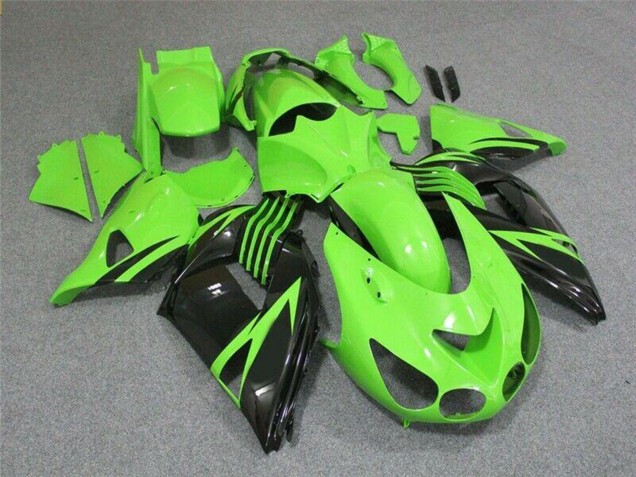 Mejores Carenado Moto Kawasaki ZX14R ZZR1400 2006-2011 - Verde Negro Brillante