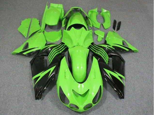 Mejores Carenado Moto Kawasaki ZX14R ZZR1400 2006-2011 - Verde Negro Brillante