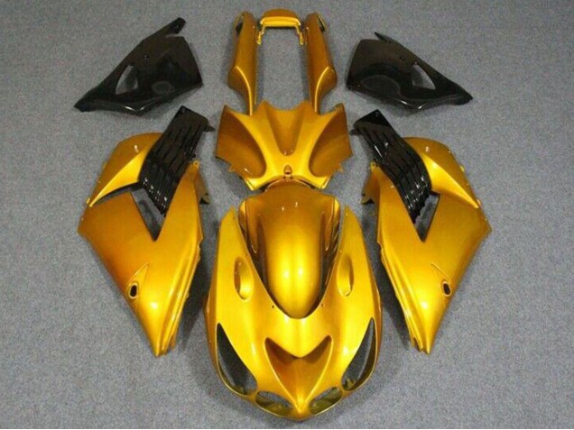 Mejores Carenados Moto Kawasaki ZX14R ZZR1400 2006-2011 - Oro Negro Brillante
