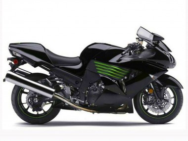Mejores Carenados Moto Kawasaki ZX14R ZZR1400 2006-2011 - Negro Brillante Verde