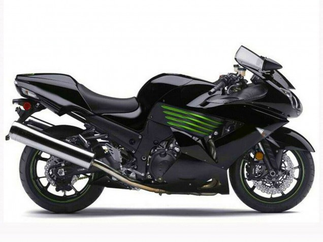 Mejores Carenados Moto Kawasaki ZX14R ZZR1400 2006-2011 - Negro Brillante Verde