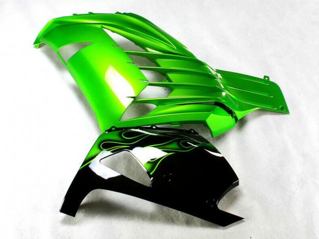 Mejores Carenado Moto Kawasaki ZX14R ZZR1400 2012-2024 - Verde Negro Brillante