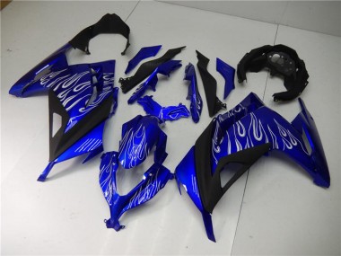 Mejores Carenados Moto Kawasaki Ninja 300 EX300R 2013-2024 - Azul Negro Blanco Llama
