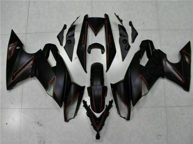 Mejores Carenados Moto Kawasaki EX650 2009-2011 - Negro Mate Rojo Raya