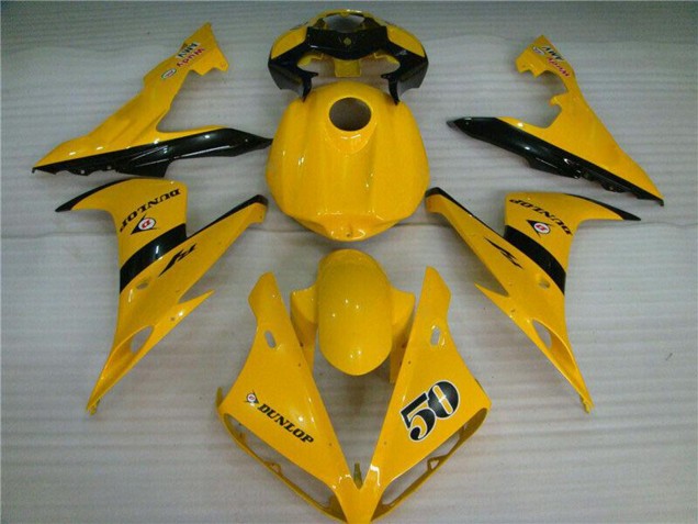 Mejores Carenados Moto Yamaha YZF R1 2004-2006 - Amarillo Negro Brillante Dunlop 50