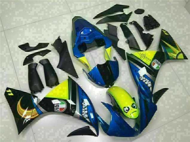 Mejores Carenados Moto Yamaha YZF R1 2009-2011 - Azul Amarillo Tiburón