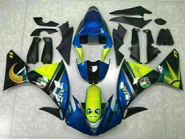 Mejores Carenados Moto Yamaha YZF R1 2009-2011 - Azul Amarillo Tiburón
