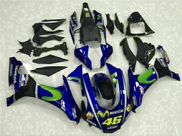 Mejores Carenados Moto Yamaha YZF R1 2015-2019 - Azul Plata Negro Verde MoviStar
