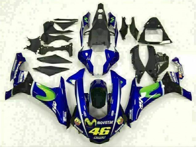 Mejores Carenados Moto Yamaha YZF R1 2015-2019 - Azul Plata Negro Verde MoviStar