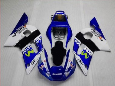 Mejores Carenados Moto Yamaha YZF R6 1998-2002 - Blanco Azul Negro MoviStar ENEOS Yamalube