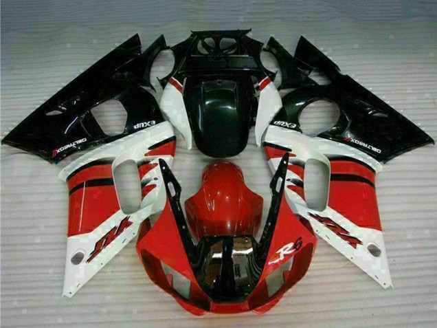 Mejores Carenado Moto Yamaha YZF R6 1998-2002 - Blanco Rojo Negro Brillante