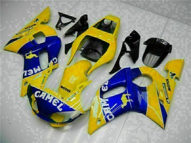 Mejores Carenados Moto Yamaha YZF R6 1998-2002 - Amarillo Azul Blanco Camello Motul