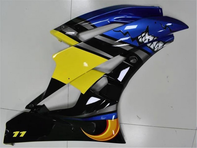 Mejores Carenados Moto Yamaha YZF R6 2006-2007 - Azul Amarillo Negro Brillante Tiburón