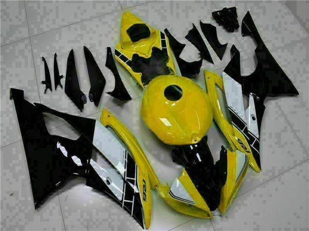 Mejores Carenados Moto Yamaha YZF R6 2008-2016 - Amarillo Blanco Negro Brillante