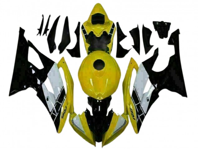 Mejores Carenados Moto Yamaha YZF R6 2008-2016 - Amarillo Blanco Negro Brillante