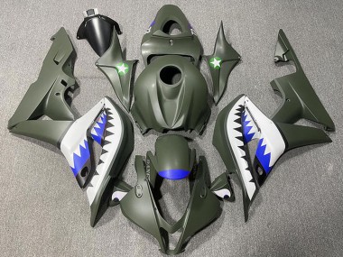 Mejores Carenados Moto Honda CBR600RR 2007-2008 - Verde Militar Blanco Azul Tiburón