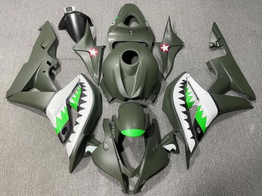 Mejores Carenados Moto Honda CBR600RR 2007-2008 - Verde Militar Blanco Verde Tiburón