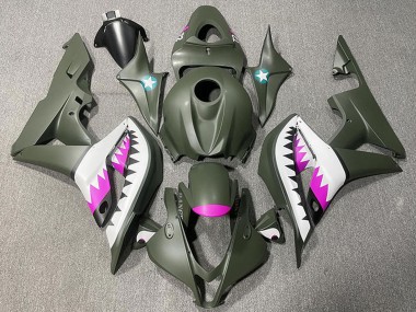 Mejores Carenados Moto Honda CBR600RR 2007-2008 - Verde Militar Blanco Rosa Tiburón