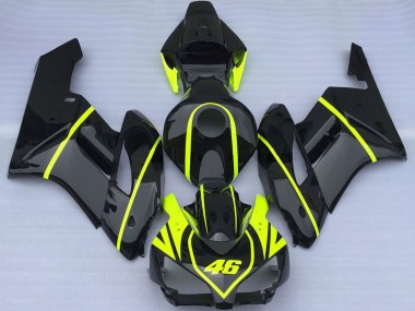 Mejores Carenados Moto Honda CBR1000RR 2004-2005 - Negro Brillante Alta Visibilidad Amarillo 46