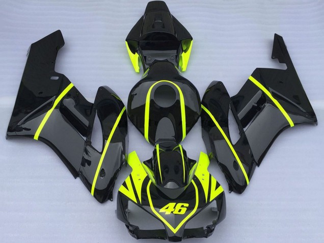 Mejores Carenados Moto Honda CBR1000RR 2004-2005 - Negro Brillante Alta Visibilidad Amarillo 46