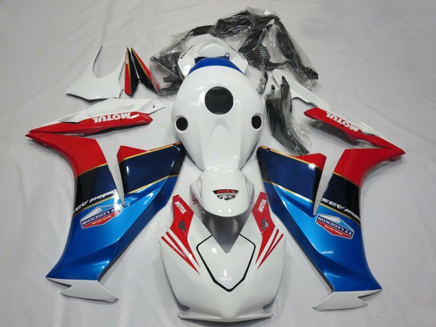 Mejores Carenados Moto Honda CBR1000RR 2012-2016 - Blanco Rojo Azul Motul
