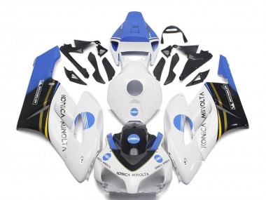 Mejores Carenados Moto Honda CBR1000RR 2004-2005 - Blanco Azul Claro Negro Brillante Konica Minolta