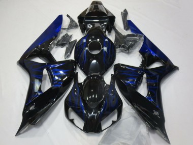 Mejores Carenados Moto Honda CBR1000RR 2006-2007 - Negro Brillante Azul Llama