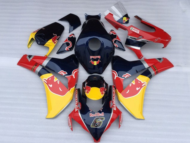 Mejores Carenados Moto Honda CBR1000RR 2008-2011 - Azul Oscuro Amarillo Rojo Bull