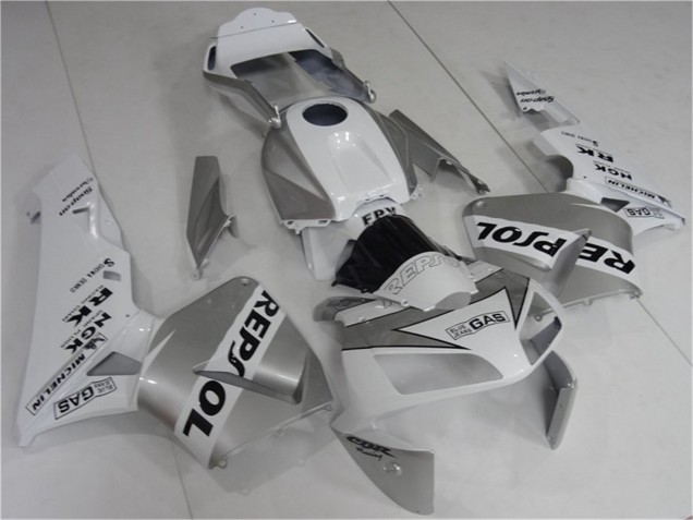 Mejores Carenado Moto Honda CBR600RR 2003-2004 - Blanco Plata Negro Repsol