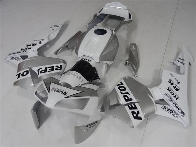 Mejores Carenado Moto Honda CBR600RR 2003-2004 - Blanco Plata Negro Repsol