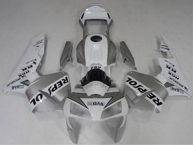 Mejores Carenado Moto Honda CBR600RR 2003-2004 - Blanco Plata Negro Repsol