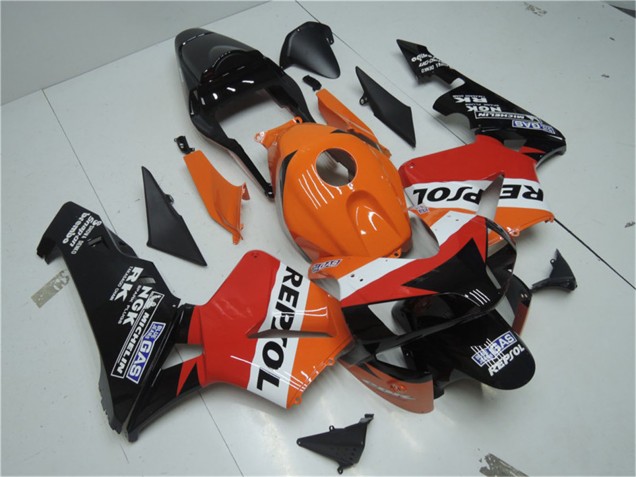 Mejores Kits Carenado Moto Honda CBR600RR 2003-2004 - Naranja Blanco Rojo Negro Brillante Repsol