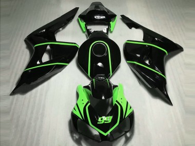Mejores Carenados Moto Honda CBR1000RR 2006-2007 - Negro Brillante Alta Visibilidad Verde