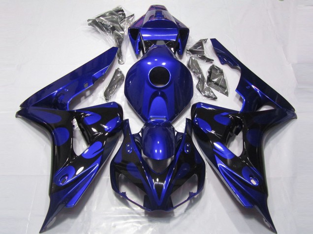 Mejores Carenados Moto Honda CBR1000RR 2006-2007 - Azul Negro Brillante Llama