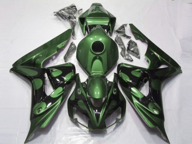 Mejores Carenados Moto Honda CBR1000RR 2006-2007 - Verde Negro Brillante Llama