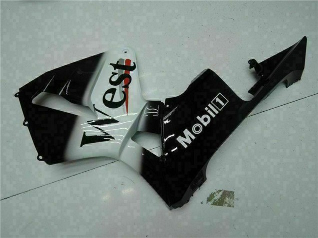 Mejores Carenados Moto Honda CBR600RR 2003-2004 - Negro Brillante Blanco West Mobil