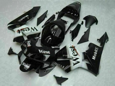 Mejores Carenados Moto Honda CBR600RR 2003-2004 - Negro Brillante Blanco West Mobil