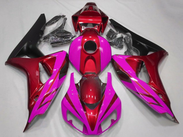 Mejores Carenados Moto Honda CBR1000RR 2006-2007 - Rojo Rosa Negro Mate