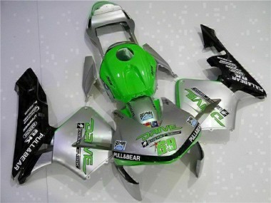 Mejores Carenado Moto Honda CBR600RR 2003-2004 - Plata Verde Negro Brillante