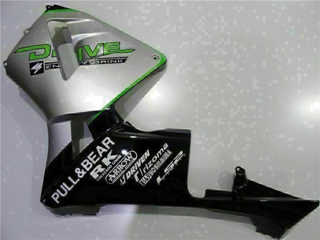 Mejores Carenado Moto Honda CBR600RR 2003-2004 - Plata Verde Negro Brillante