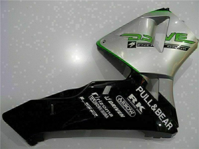 Mejores Carenado Moto Honda CBR600RR 2003-2004 - Plata Verde Negro Brillante