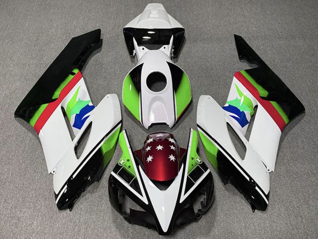 Mejores Carenados Moto Honda CBR1000RR 2004-2005 - Blanco Verde Rojo Negro Brillante Estrella