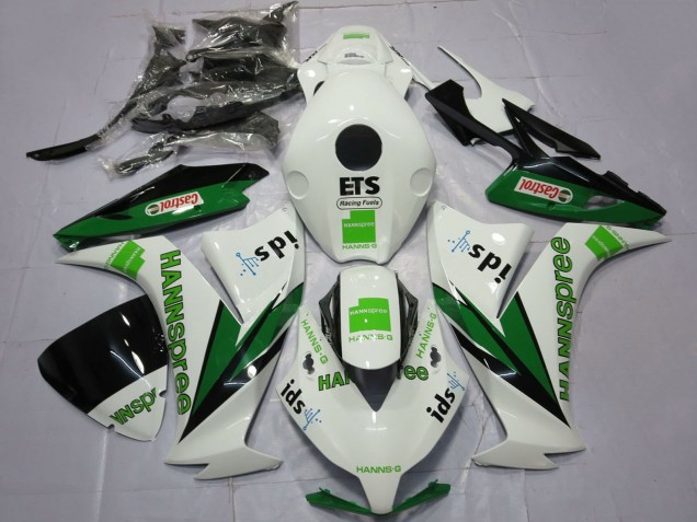 Mejores Carenados Moto Honda CBR1000RR 2012-2016 - Blanco Verde Negro Brillante Hannspree Castrol