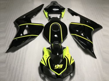 Mejores Carenados Moto Honda CBR1000RR 2006-2007 - Negro Brillante Alta Visibilidad Amarillo 99